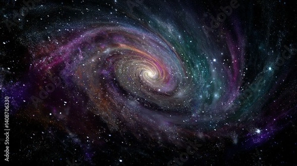 Fototapeta A spiral galaxy with vibrant colors and countless stars.