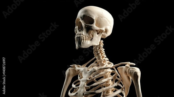 Fototapeta Human skeletal structure, highlighting the upper torso.