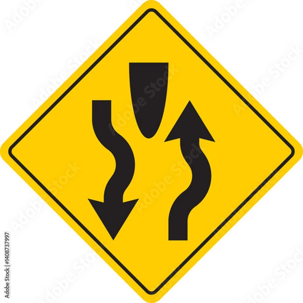 Fototapeta Divided highway merge ahead