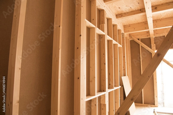 Fototapeta 建築中の木造一戸建て住宅
