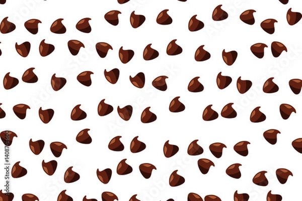 Fototapeta Seamless chocolate chips vector design isolated on white background.
