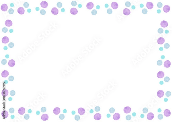 Fototapeta かわいいカラフルな水玉模様のフレームイラスト　