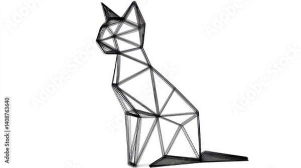 Obraz Striking monochrome dog sculpture, a captivating fusion of art and canine form on pristine white backdrop