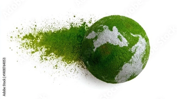 Obraz Vibrant green sphere on pristine white background, a study in minimalist design and abstract simplicity