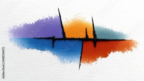 Obraz Vibrant colors dance on canvas, a modern abstract painting on white background colorful