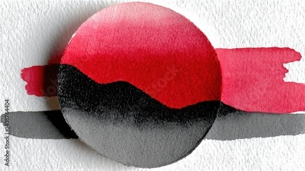Obraz Striking red and black circle on white, a modern abstract design