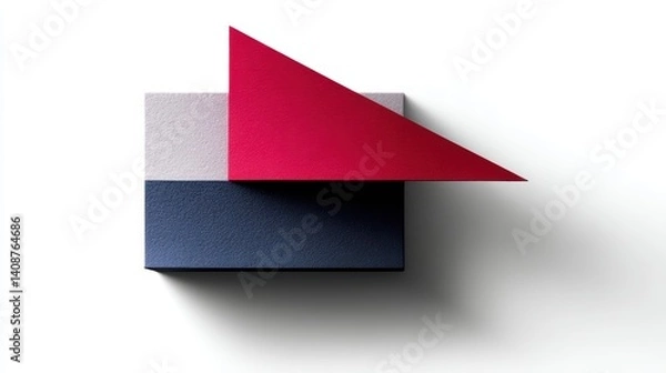 Obraz Dynamic contrast, a red and blue triangle on clean white background abstract geometric art