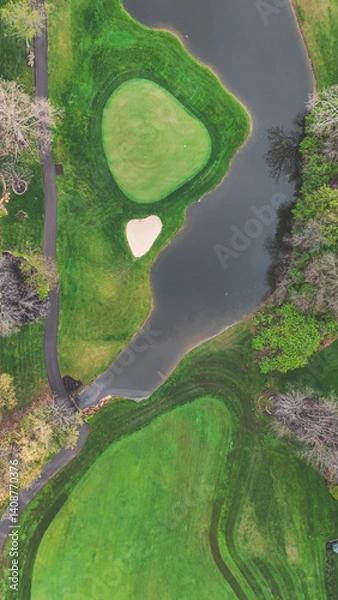 Obraz a golf course hole from an aerial point of view background landscape