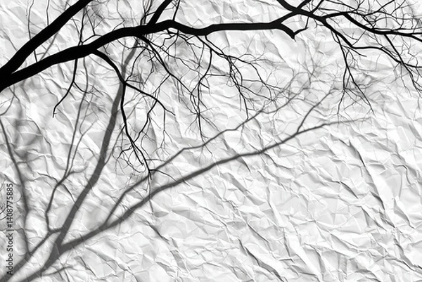 Fototapeta Abstract Shadow of Branches on Crumpled Paper Surface Background