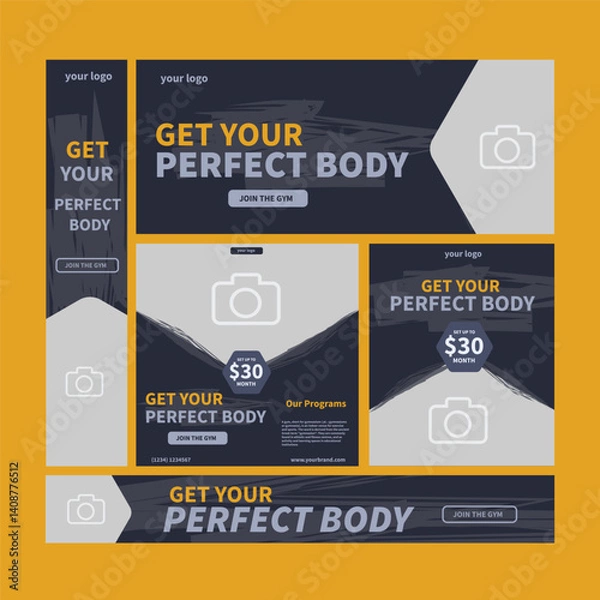 Obraz Sports social media post design template Premium Vector