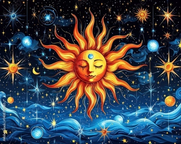 Fototapeta Cosmic Sunlit Night