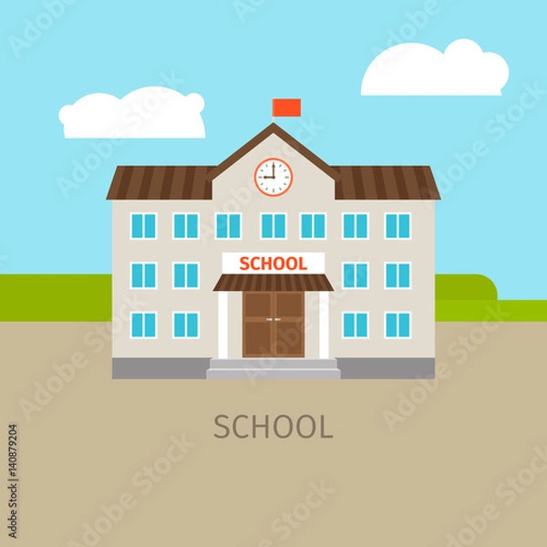 Obraz Colored school building illustration