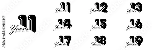 Fototapeta collection numbers Anniversary logo set icon vector design
