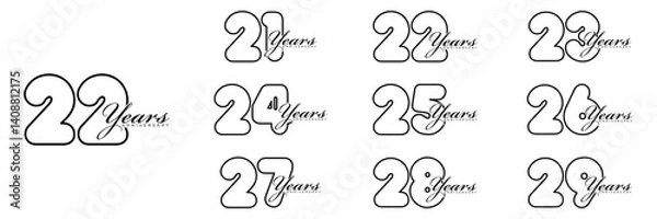 Fototapeta collection numbers Anniversary logo set icon vector design	