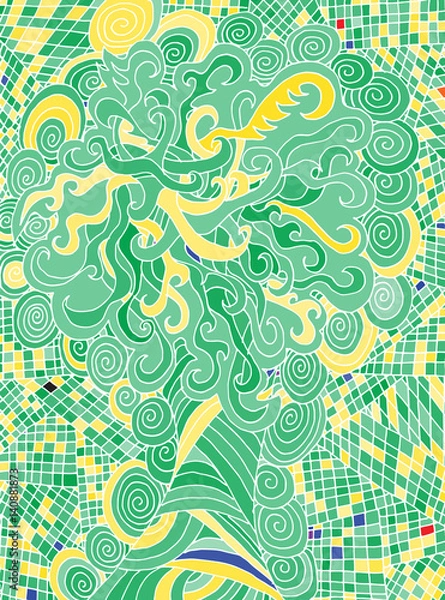 Fototapeta Abstract colored tree on a multi-colored background.Vector