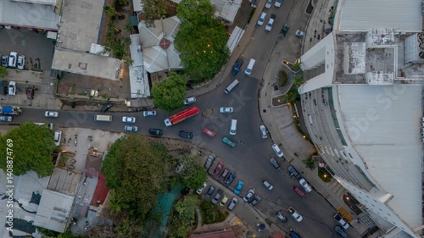 Obraz Aerial view of intersection in town of Tamarindo Costa Rica