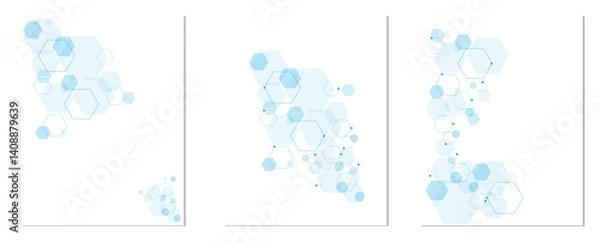 Fototapeta Vector hexagons pattern. Geometric abstract background with simple hexagonal elements. Medical, technology or science design