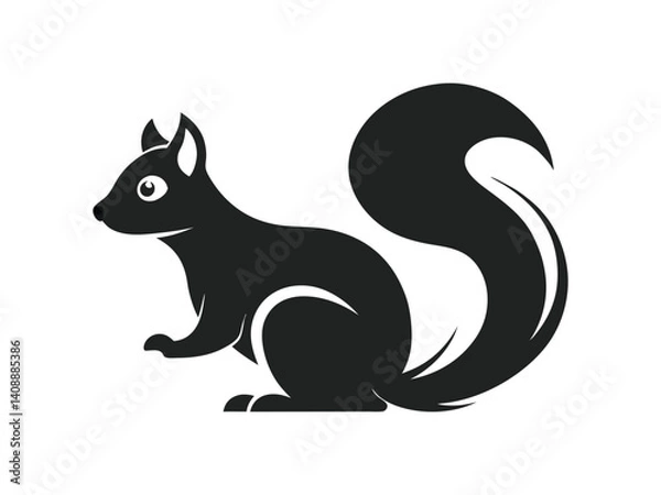 Fototapeta Minimalist squirrel icon line shape of silhouette black and white vector illustration