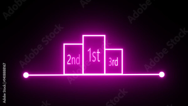 Obraz Glowing neon winner podium with 1st, 2nd, and 3rd place icon. Futuristic ranking stage design-illustration