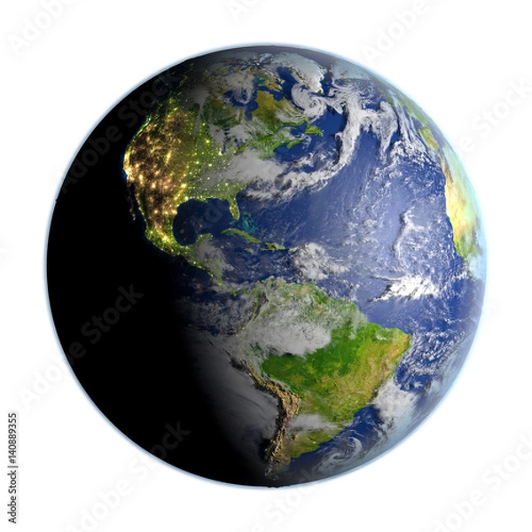 Obraz Americas on Earth isolated on white