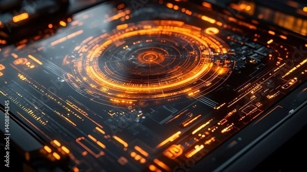 Fototapeta A futuristic scatter plot glowing on a transparent digital dashboard