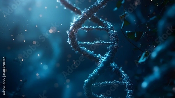 Fototapeta DNA Double Helix in Deep Blue Light