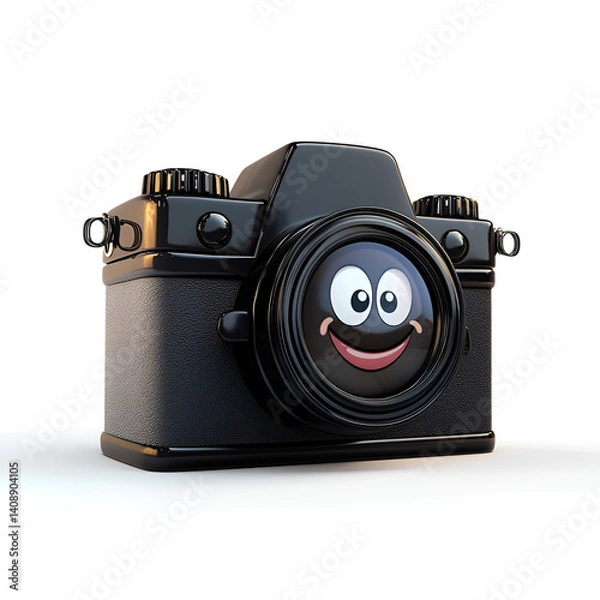 Fototapeta  Smiling Retro Film Camera – Cute 3D Rendering
