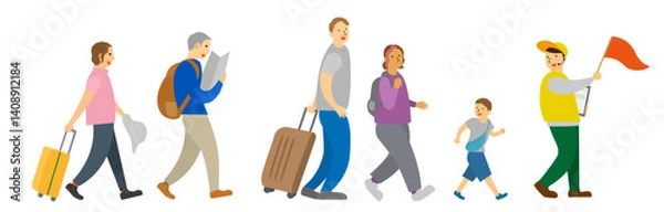 Fototapeta インバウンド白人外国人観光客家族の団体