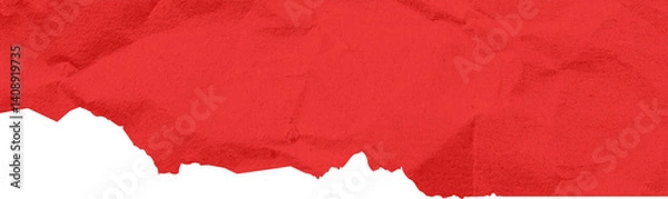 Obraz Red ripped torn paper edge border isolated on transparent background. Red Torn Paper Crumpled Illustration
