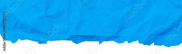 Obraz Blue torn ripped paper edge border isolated on transparent background. Blue Torn Paper Crumpled Illustration