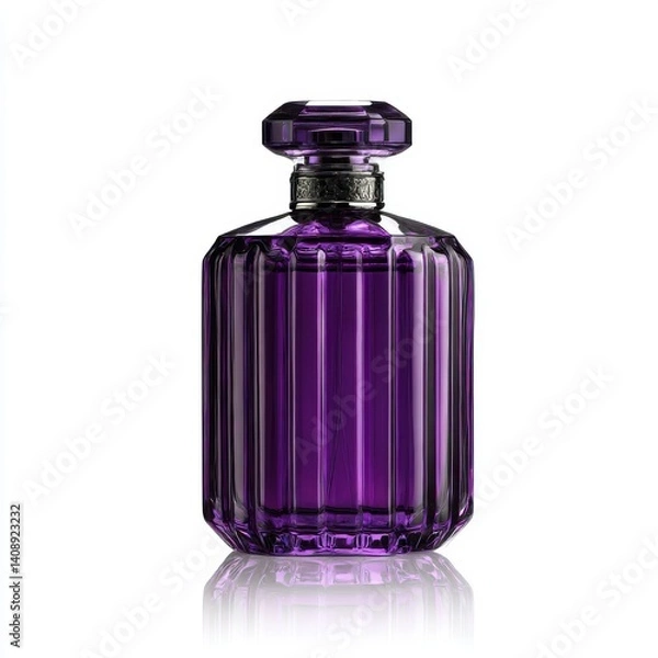 Fototapeta Purple perfume bottle product shot isolated on white background
