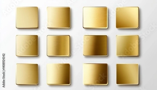 Fototapeta Elegant Golden Squares on White Background for Creative Design Use