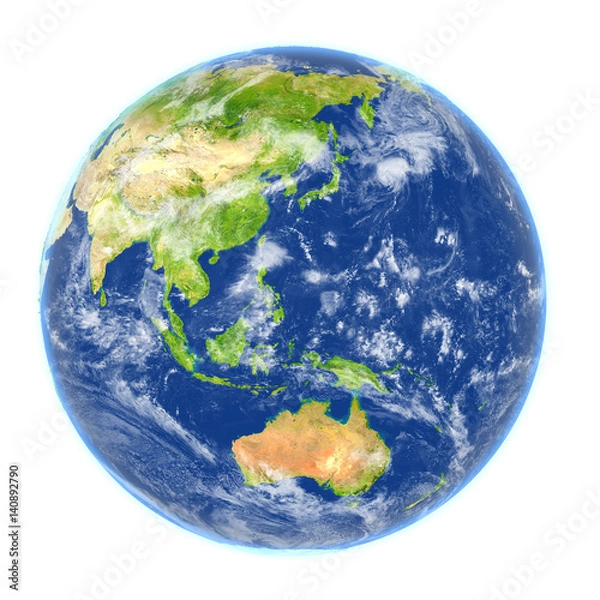 Obraz Australasia on Earth isolated on white