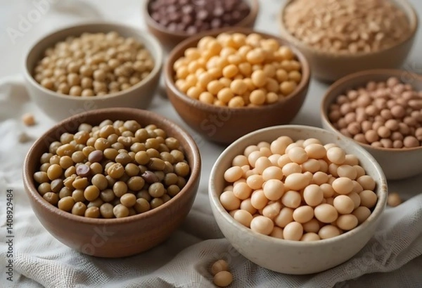 Fototapeta Varied Legumes: A Rustic Still Life of Assorted Beans and Peas