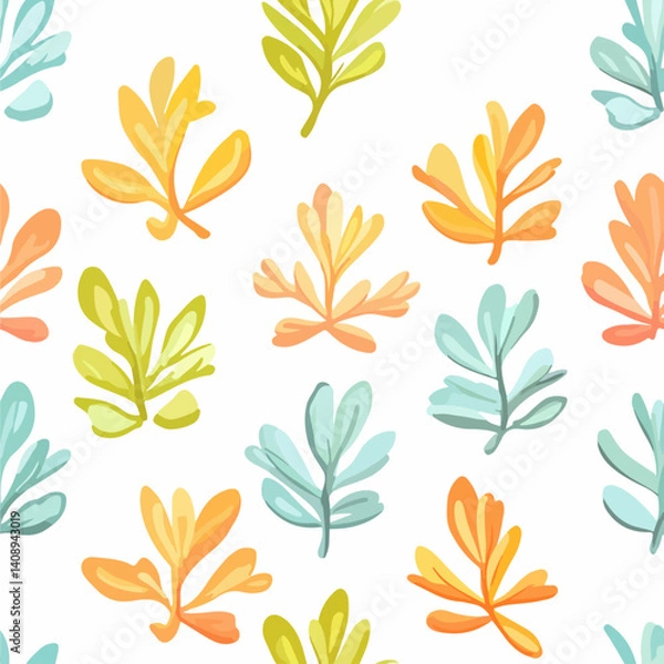 Fototapeta Sedum aizoon L. pattern. Exquisite vector plant patterns.