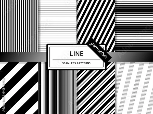 Obraz ジオメトリックなシームレスパターンのセット ストライプ