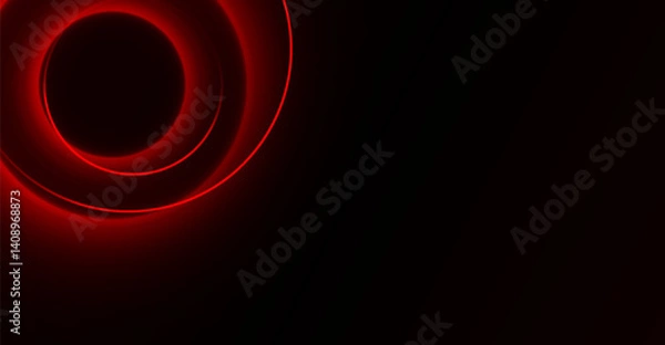 Fototapeta Vibrant Red Circles on Dark Backdrop: Minimalist Abstract Design with Neon Effect for Futuristic Visuals and Dynamic Backgrounds, Perfect for Modern Presentations