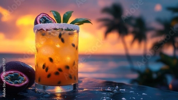 Obraz Passionfruit cocktail sunset image