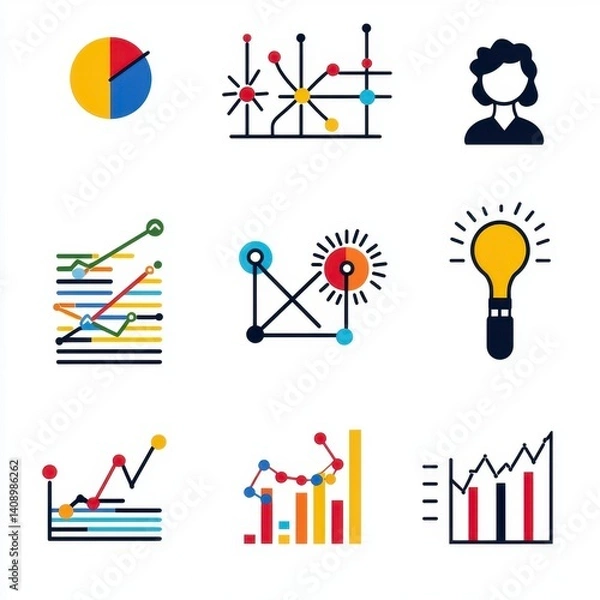 Obraz Colorful Data Visualization Elements and Charts