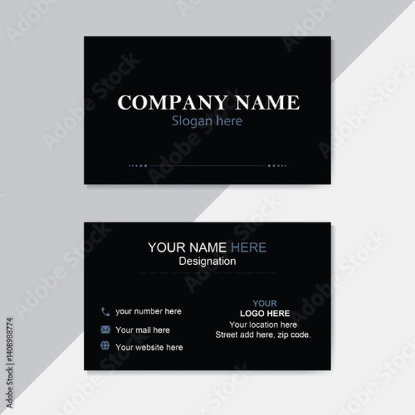 Fototapeta dark black color and simple visiting card design template.