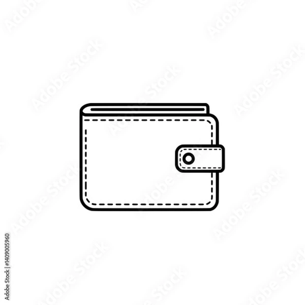 Fototapeta Wallet Outline Icon: A simple, minimalistic outline of a classic wallet, ideal for finance, shopping, and payment-related concepts.