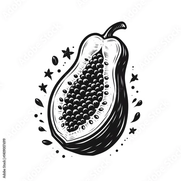Fototapeta Create a papaya silhouette vector style with white background
