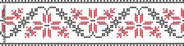 Fototapeta embroidered cross-stitch ornament national pattern