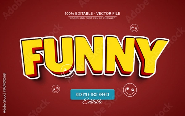 Fototapeta Yellow funny 3d text effect editable