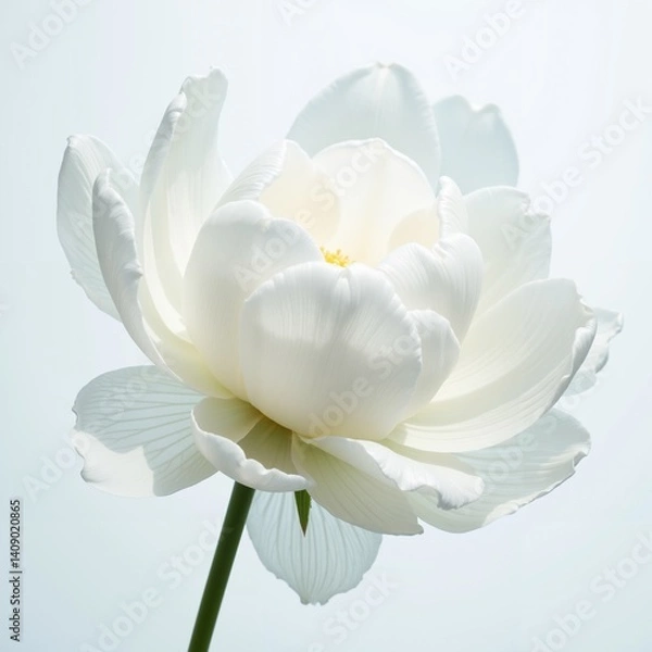 Fototapeta White lotus flower in soft tones representing purity and elegance with copy space