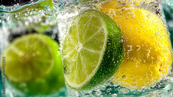 Obraz レモン ライム 炭酸水 柑橘系 さわやかな