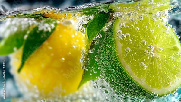 Obraz レモン ライム 炭酸水 柑橘系 さわやかな