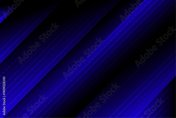 Obraz Abstract blue lines on a dark background with glowing wave patterns and digital motion effect. Hi tech and Technology background.