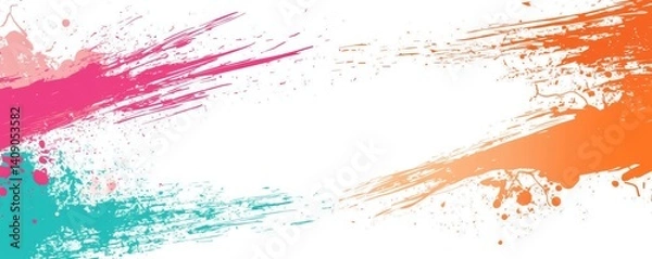 Fototapeta Vibrant Colorful Abstract Art Featuring Soft Pink Orange and Teal Hues with Paint Splatter Design’ becomes ‘Abstract Artwork with Pastel Shades of Pink Orange and Teal and a Dynamic Paint Splatter