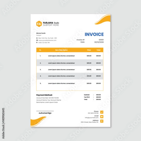 Obraz Unique business and invoice template